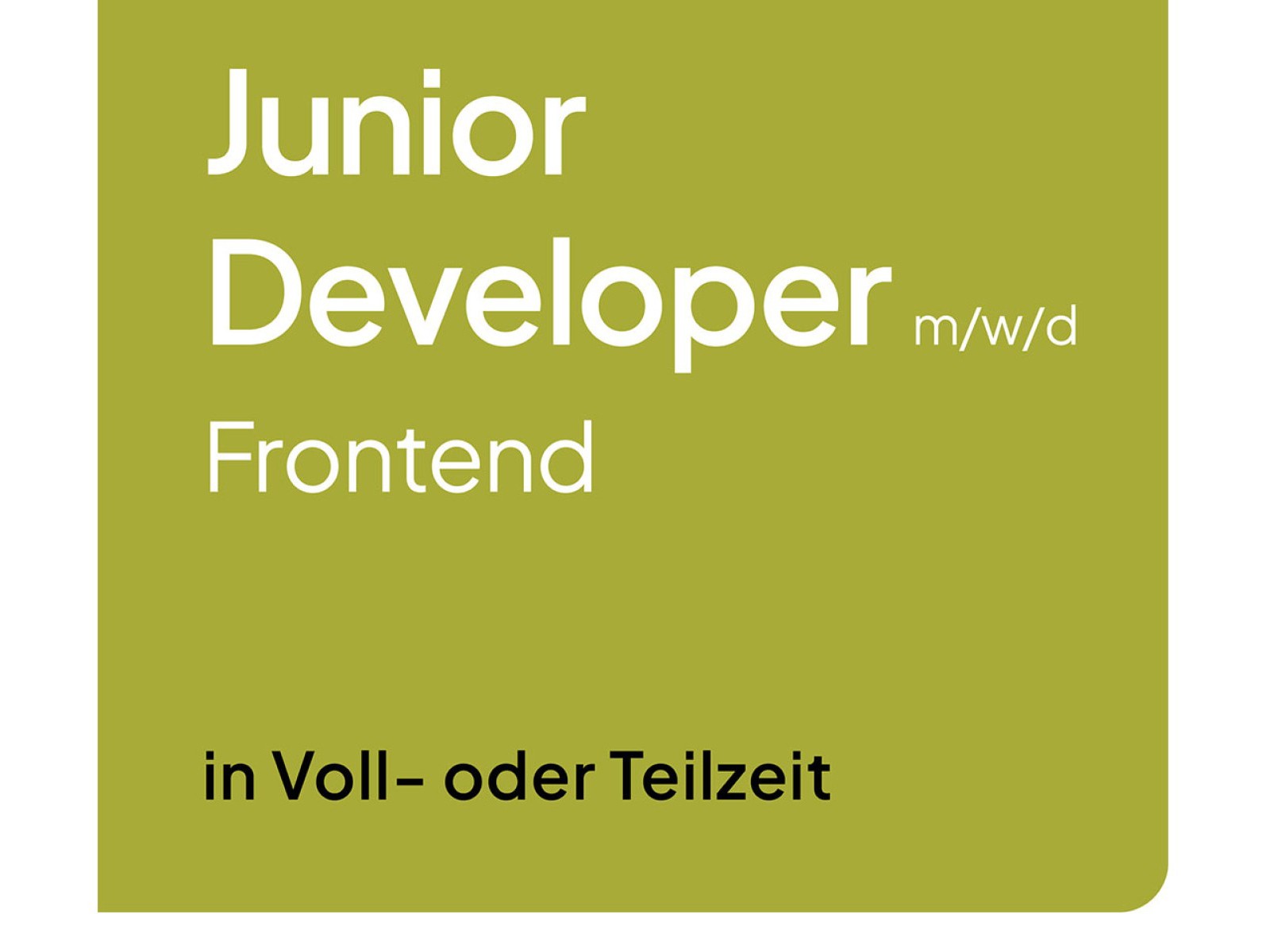 Stellenanzeige Junior Developer Frontend
